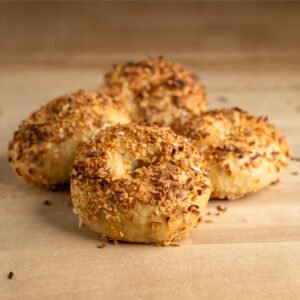 four garlic and onion bagels