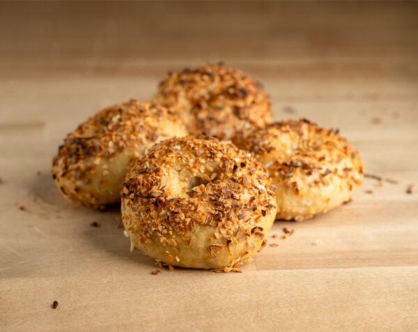 four garlic and onion bagels